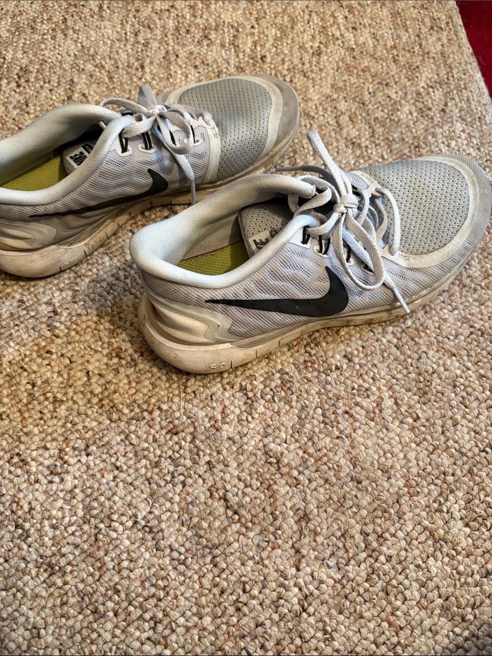Nike Light Gray Athletic Sneakers with Black Swoosh